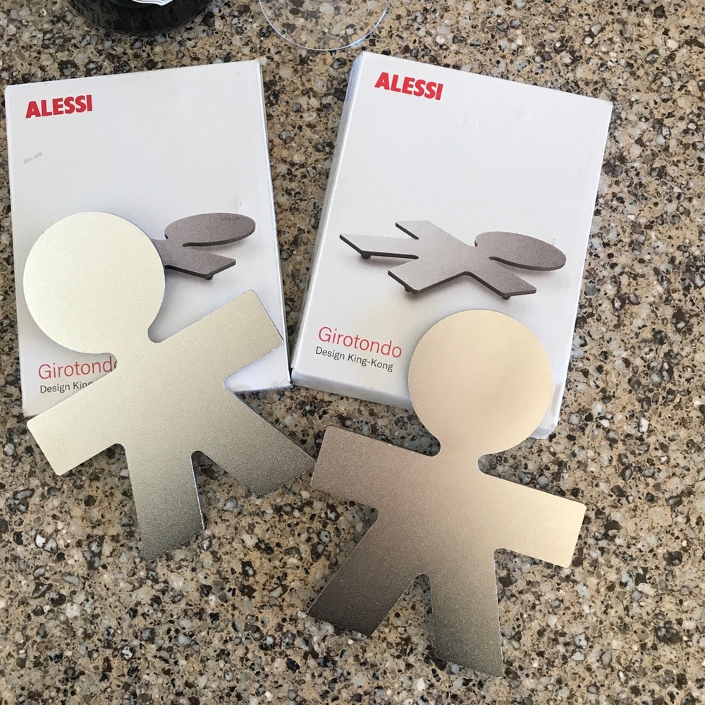 ALESSI Stainless Steel Trivet set of 2. King Kong Girotnodo Design.
